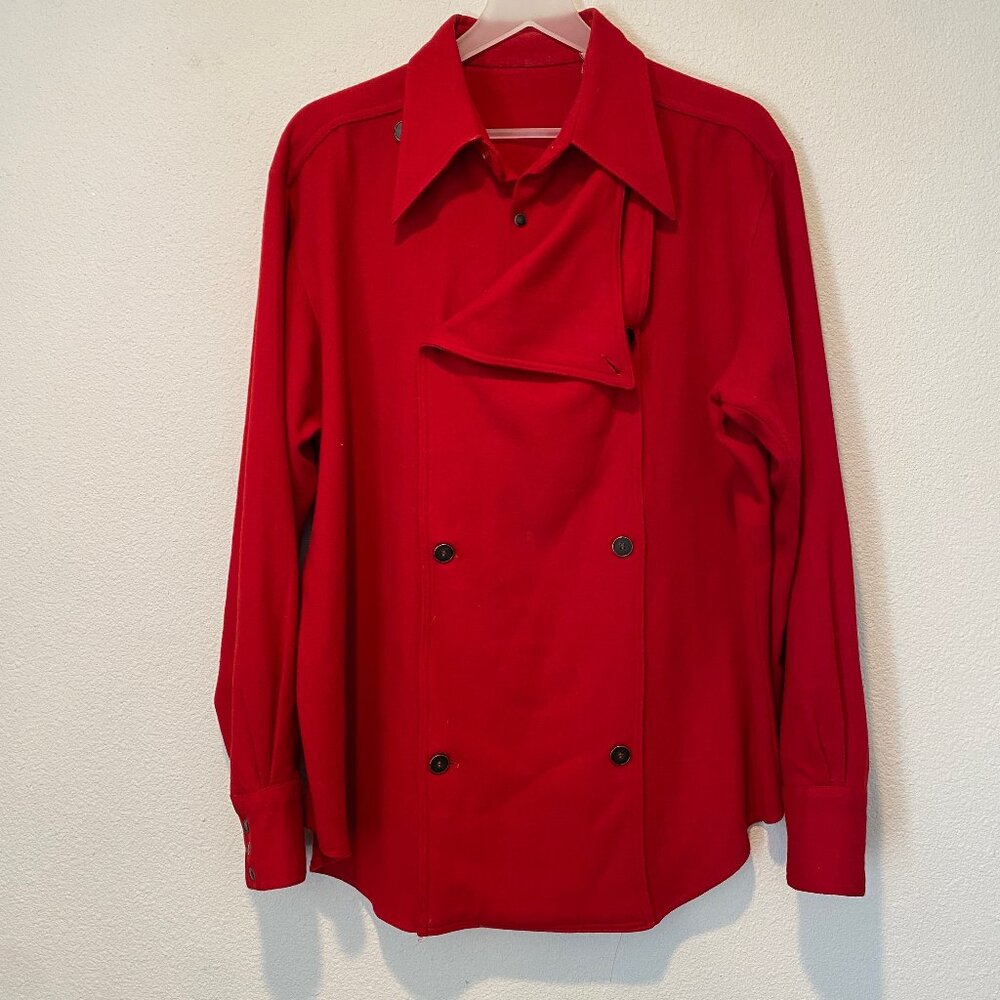 Rare Vintage‎ 100% Wool Red Western Cowboy Rodeo Rockabilly Shirt XL